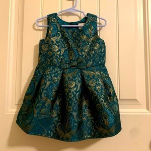 Green and Gold Jacquard Dress (2T)